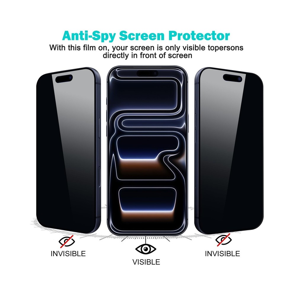 PEHAEL 3+3 Pack for iPhone 17 Pro Max Privacy Screen Protector with Camera Le...