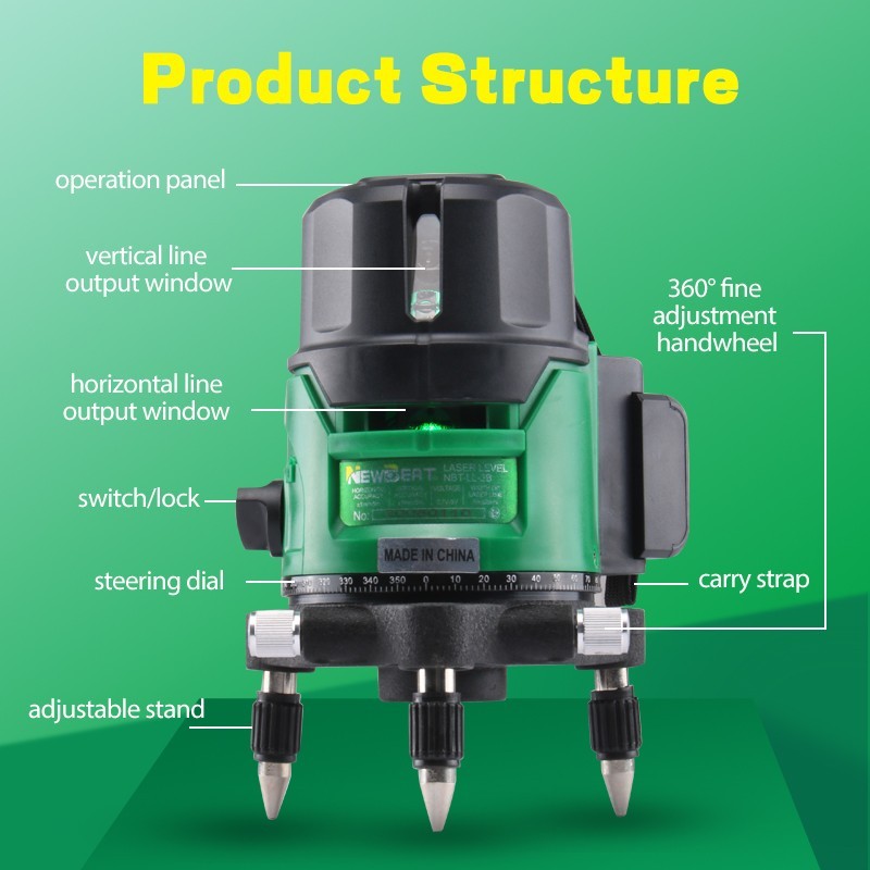 Green Beam Laser Level Self Leveling Cross Line Vertical Horizontal Tool Kit