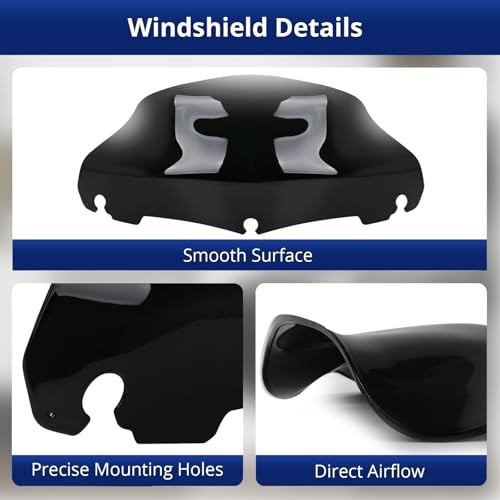 9" Motorcycle Wave Windshield Windscreen, Compatible with 2014-2023 Har ley