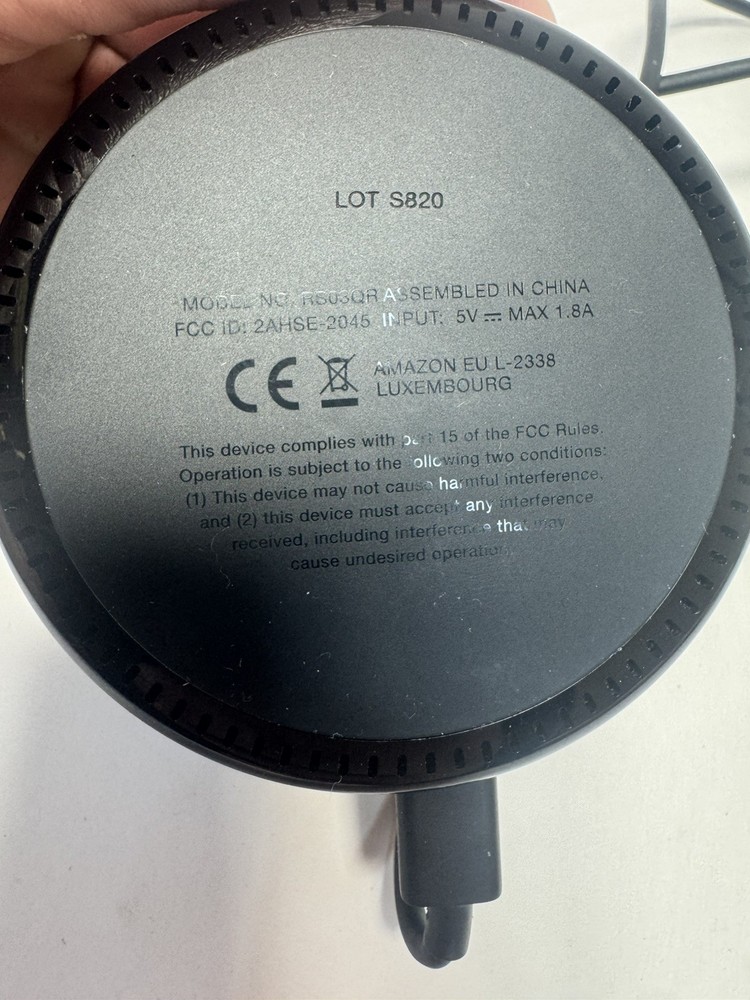 Amazon Echo Dot Black RS03QR with Cable and Power Adapter