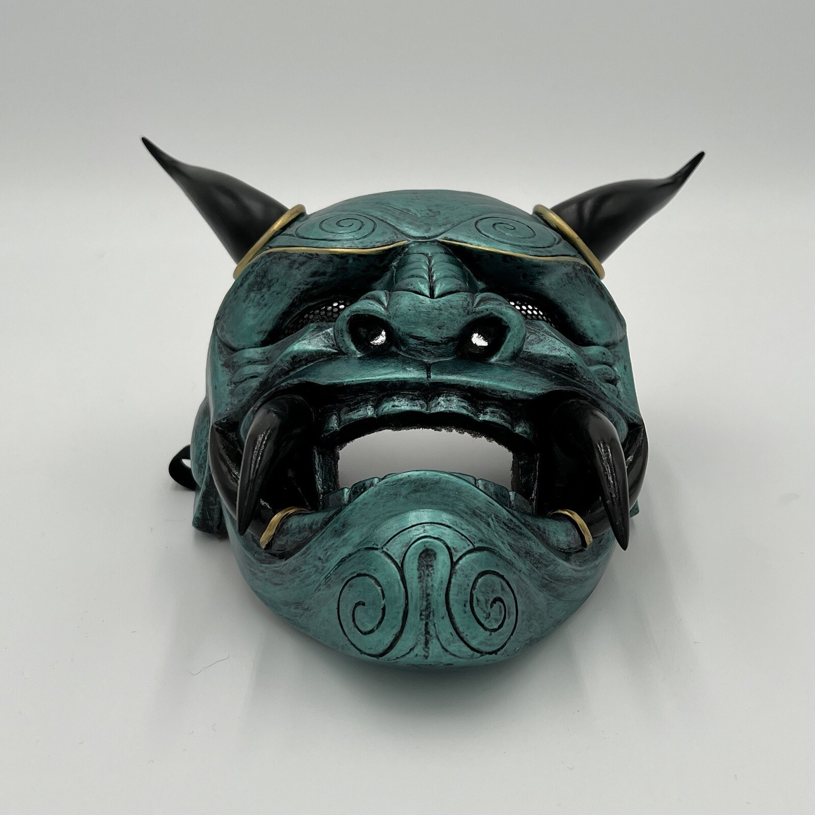 Demon Devil Oni Costume Mask Green Black Gold Samurai Assassin Style Cosplay