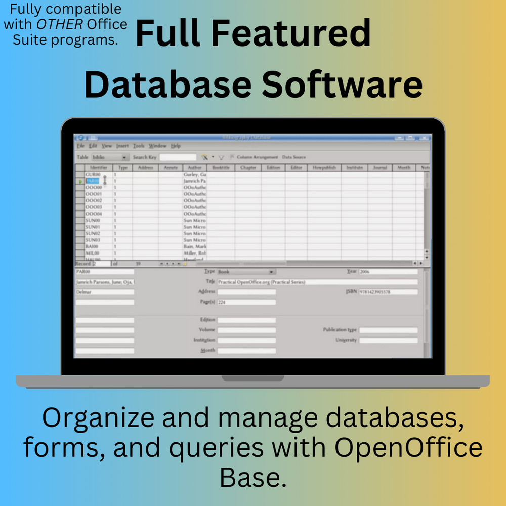Open Office Software Suite for Windows USB Word Processing Home Student Business