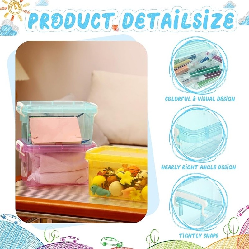 Stackable Clear Storage Bins Plastic Containers Toys Crafts Organization New