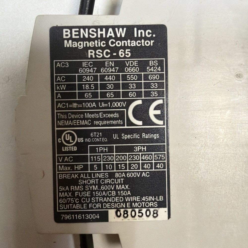 Benshaw RSC-65 Contactor