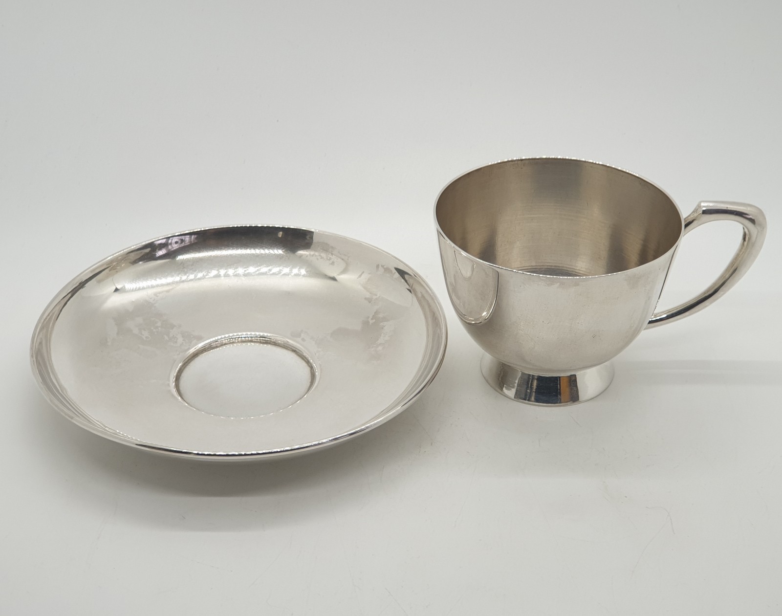 900 Solid Silver Coffee Cup & Saucer