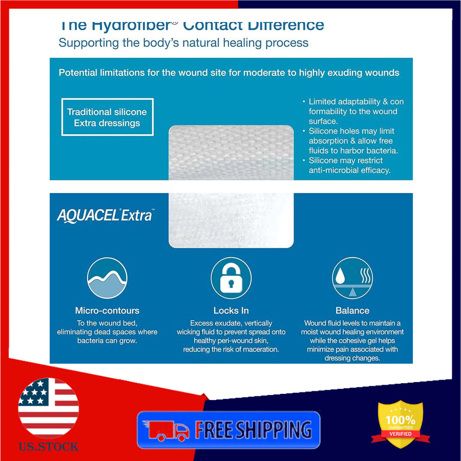 ConvaTec AQUACEL Extra 6"x6" Hydrofiber Dressing High Absorbency 5ct Box