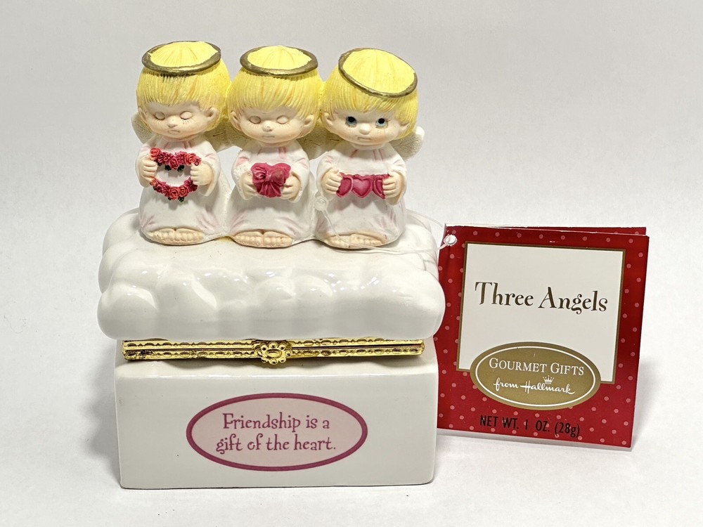 Hallmark Three Angels Hinged Trinket Box Empty