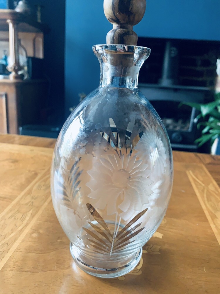 small vintage glass bottle 20cm