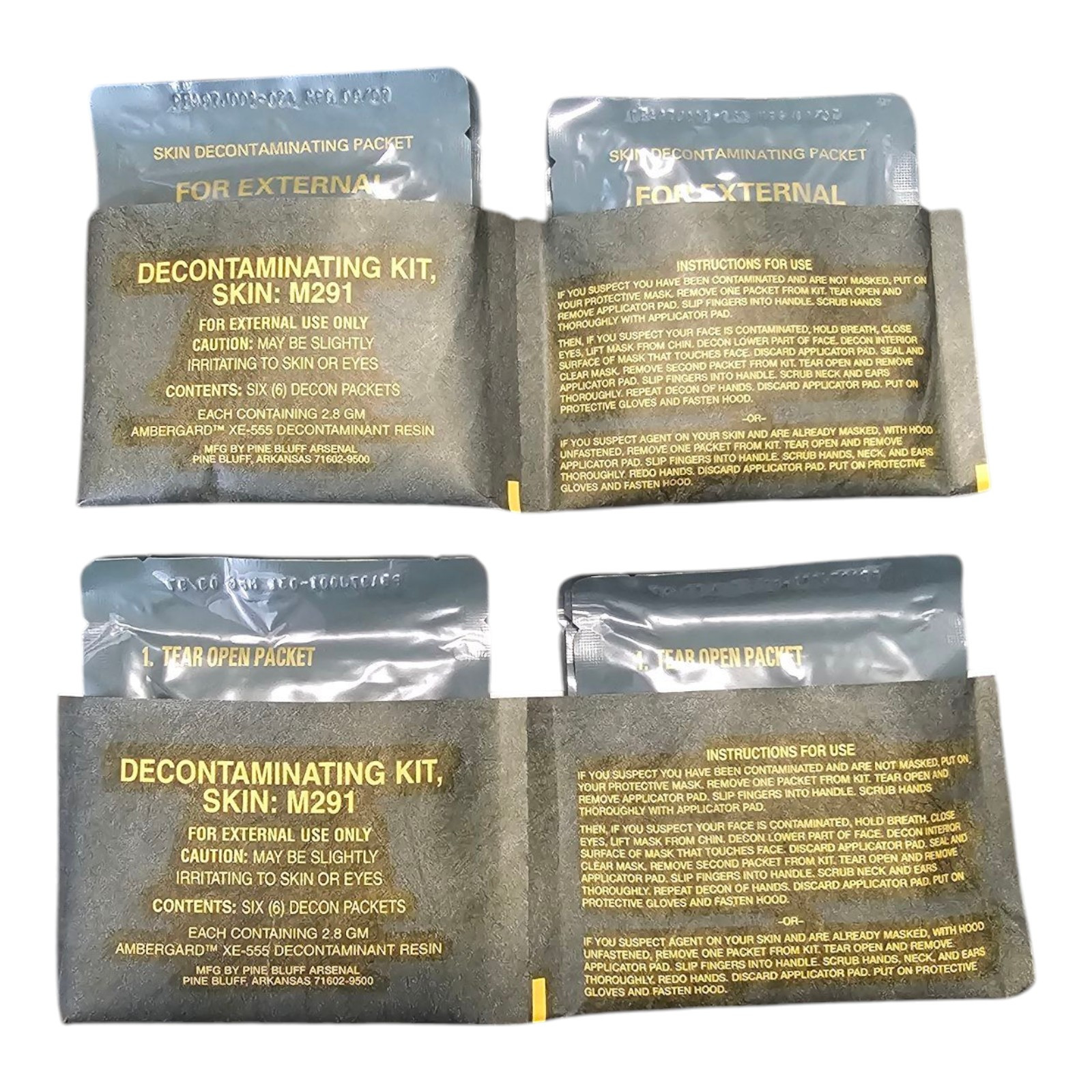 12 Wipes - M291 Decontamination Chemical Kit Wipes Gas Mask
