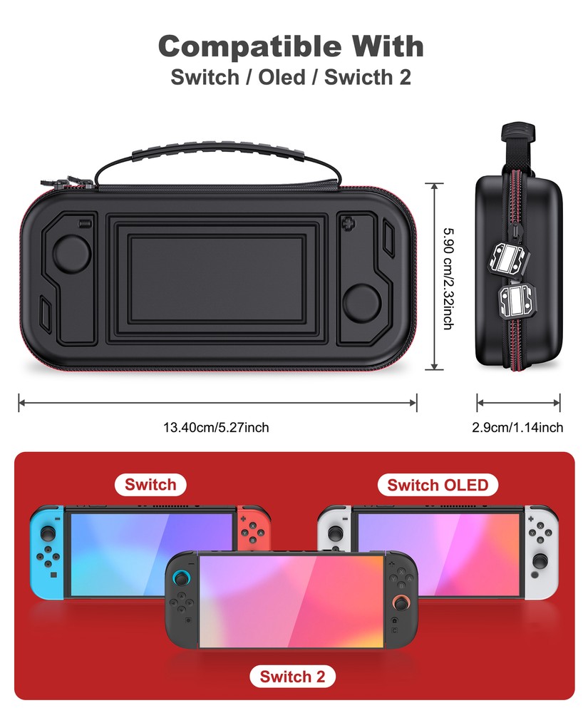 Carrying Case For Switch 2/Switch/OLED, Protective Hard Shell Portable Case