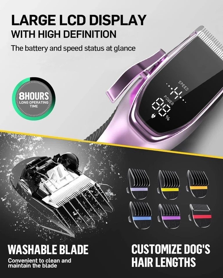 Professional PET CLIPPERS Dog Grooming Kit Heavy Duty Trimmer Thick Hair US