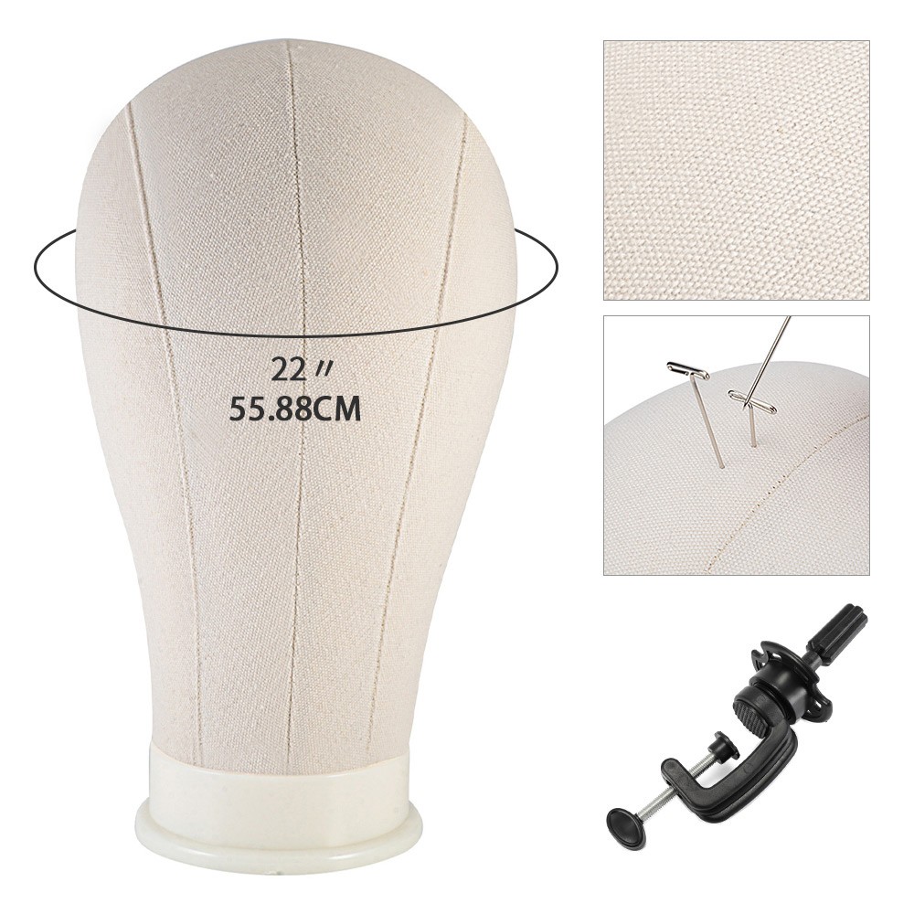 Neverland Cork Canvas Block Wig Head Mannequin for Wigs 22" Wig Head Stand