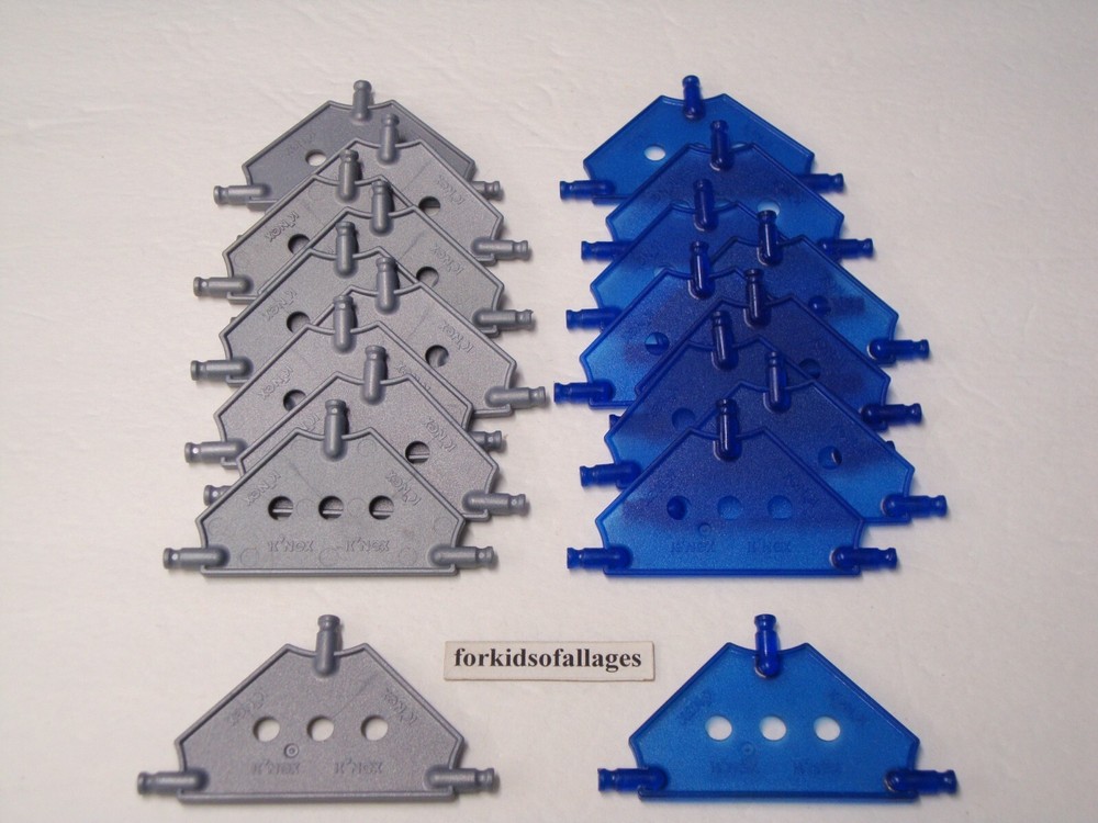 20 KNEX Triangle Panels Silver Translucent Blue 3-7/16" K'nex Small Base Parts