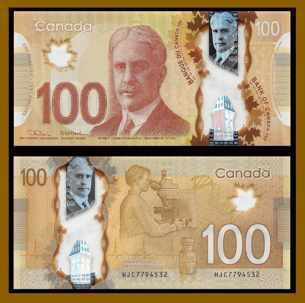 Canada 100 Dollars, 2011 P-110d Sir Robert Laird Borden Microscope Polymer Unc