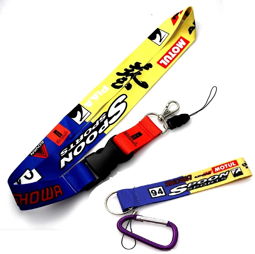 SPOON Double Side Lanyard Neck Strap Quick Release+Key Chain with Purple Hook