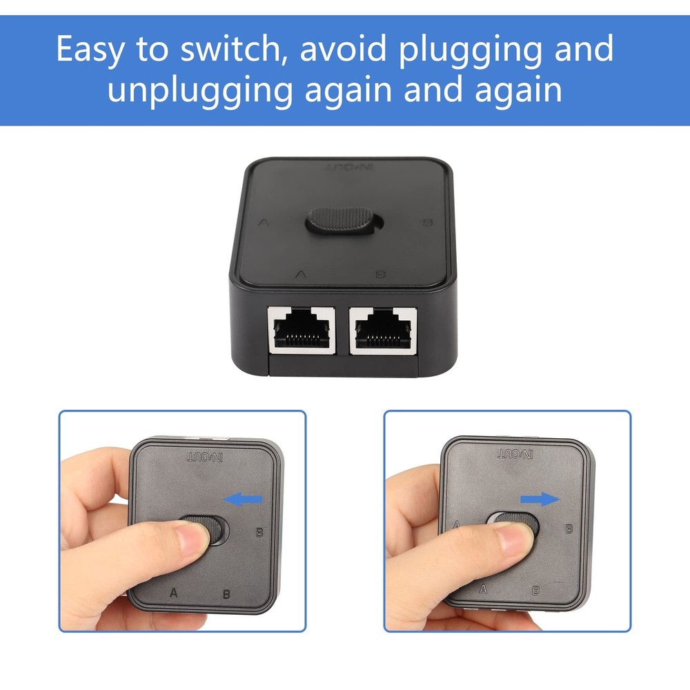 CERRXIAN Network Switch 2 Ports,RJ45 Network Key-Press Switch Splitter Select...
