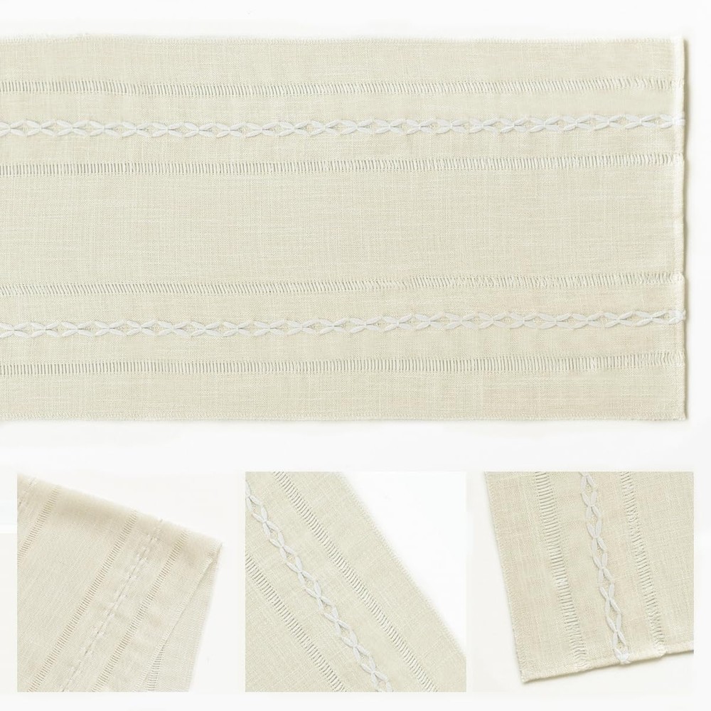 Artoid Mode Ivory Rustic Cotton 13" x 72", Table Runner,