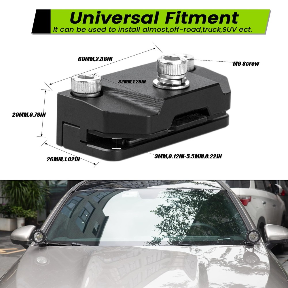 Ditch Light Brackets Hood Mount - 2PCS Universal Brackets, Black