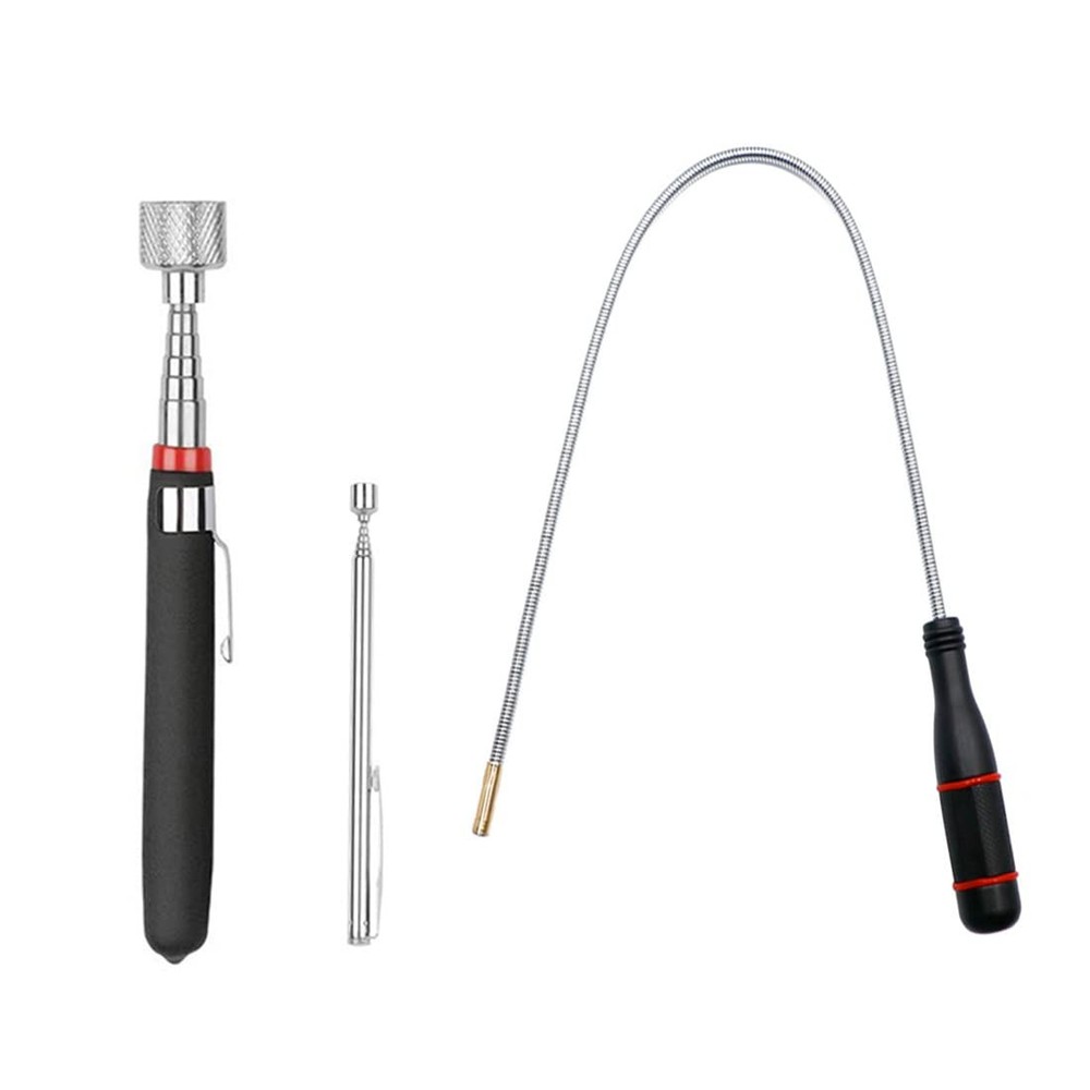3 Pack Telescoping Magnet Pick-Up Tool Set Extendable Bendable Spring Magnet
