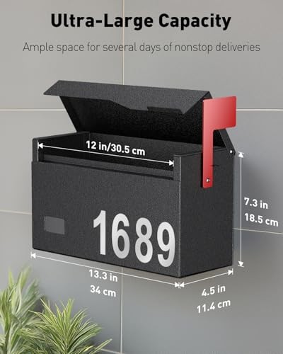 Mailboxes for Outside, Wall Mount Mailbox with Flag and No Lock(with Flag)
