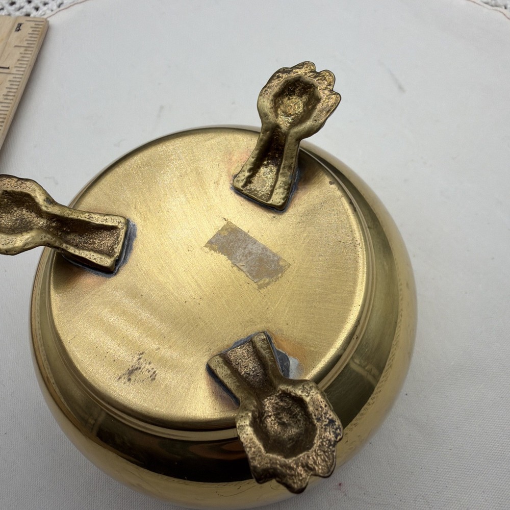 VTG Solid Brass Open Salt Cellar With Claw Feet