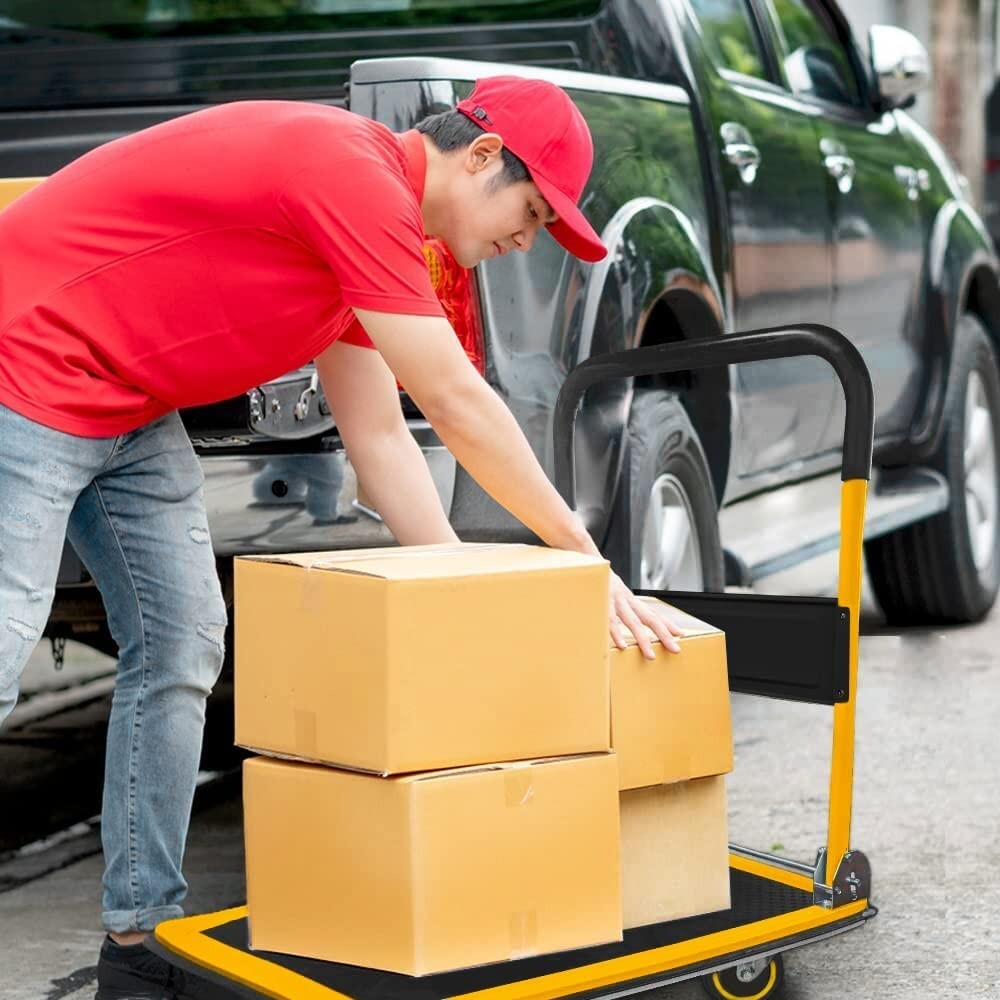 Folding Hand Truck Dolly Cart with Wheels Luggage Cart Trolley Moving 330lbs
