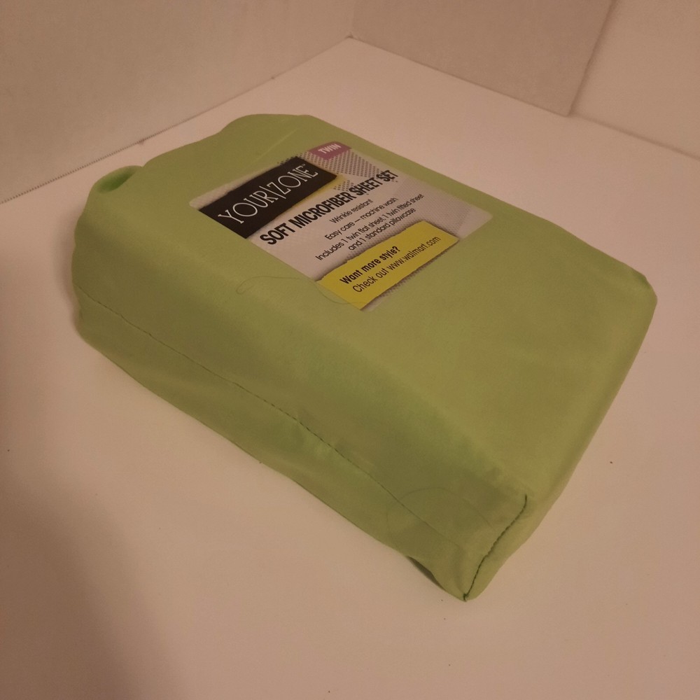 Your Zone Twin Sheet Set Soft Microfiber In Lime Apple Green