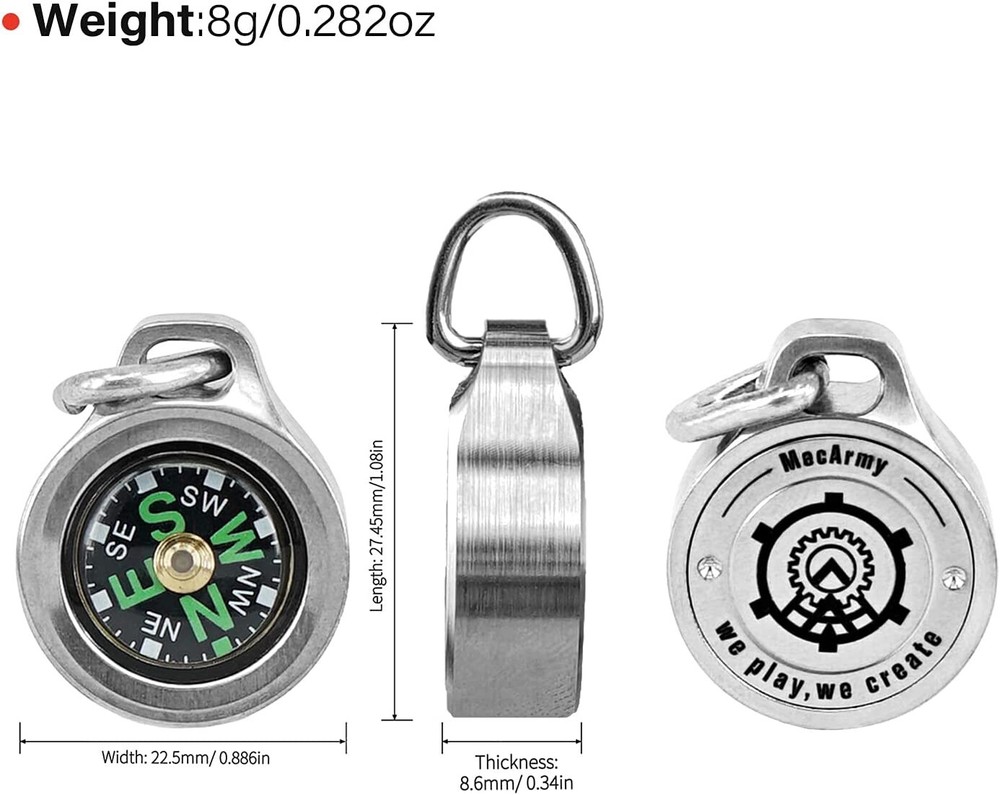 MecArmy Keychain Compass CMP titanium. used, with scratch