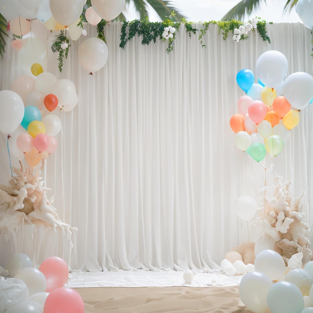 10x10FT White Backdrop Curtains for Party 2 Panels 5x10FT Thick Polyester Bac...