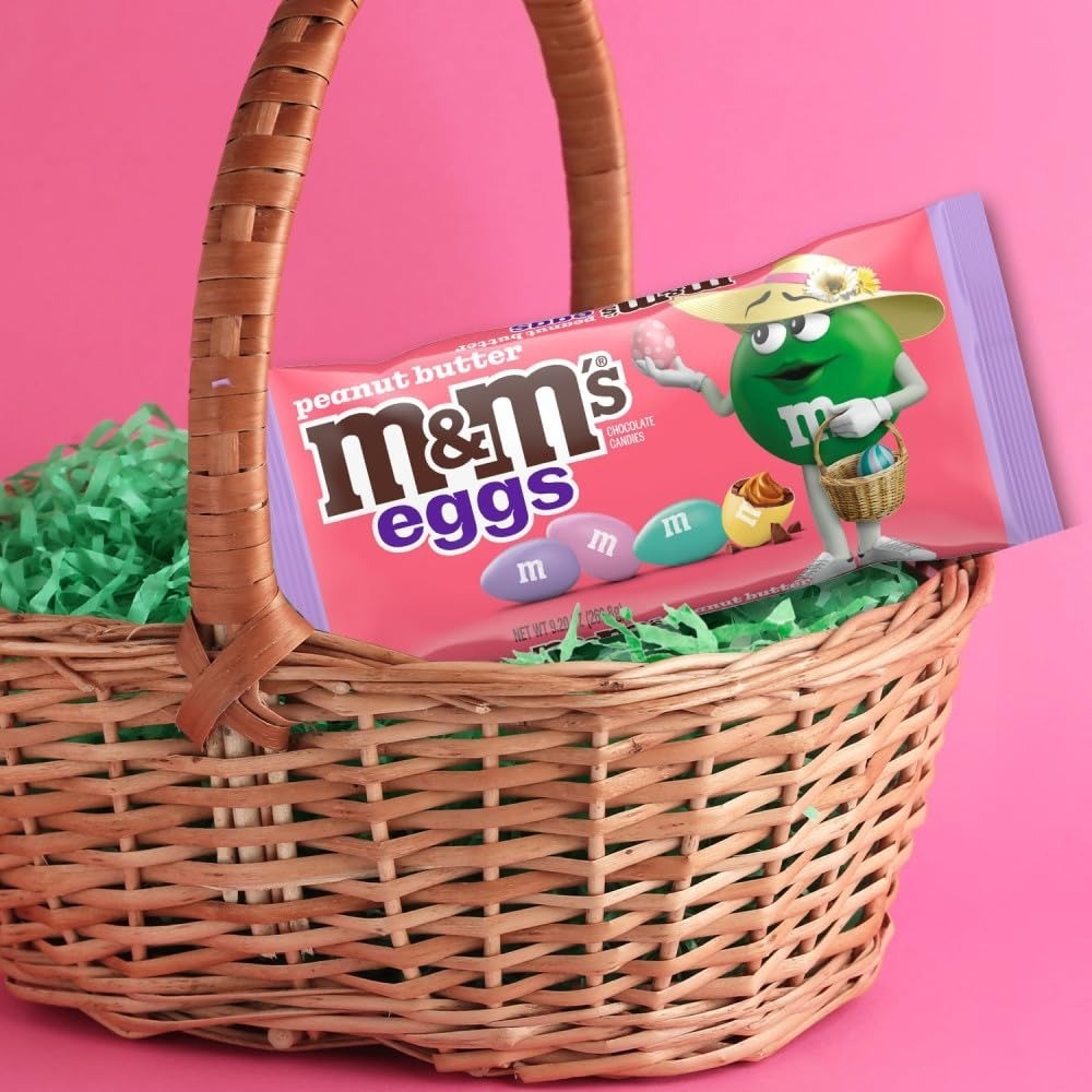 M&M'S Peanut Butter Eggs, Chocolate Easter Candy for Easter Basket Stuffers