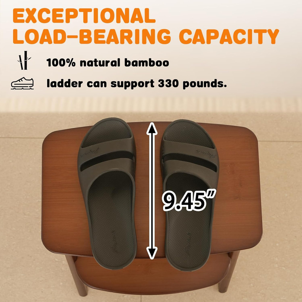 2 Step Stool Foldable- Bamboo Step Ladder, Small Folding Step Stool Cute