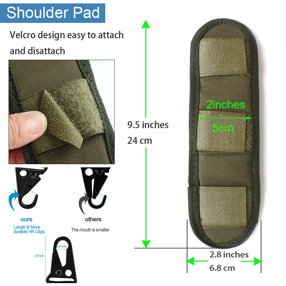 Green Two 2 Point Sling Strap + Sling Shoulder Pad +D Ring +MLOK QD Swivel Mount