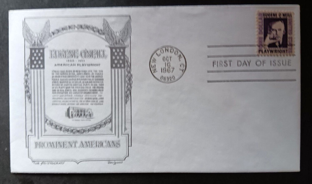$1 EUGENE O'NEILL PLAYWRIGHT 1967 ARISTOCRATS LOWRY CACHET FDC VF UNADDR