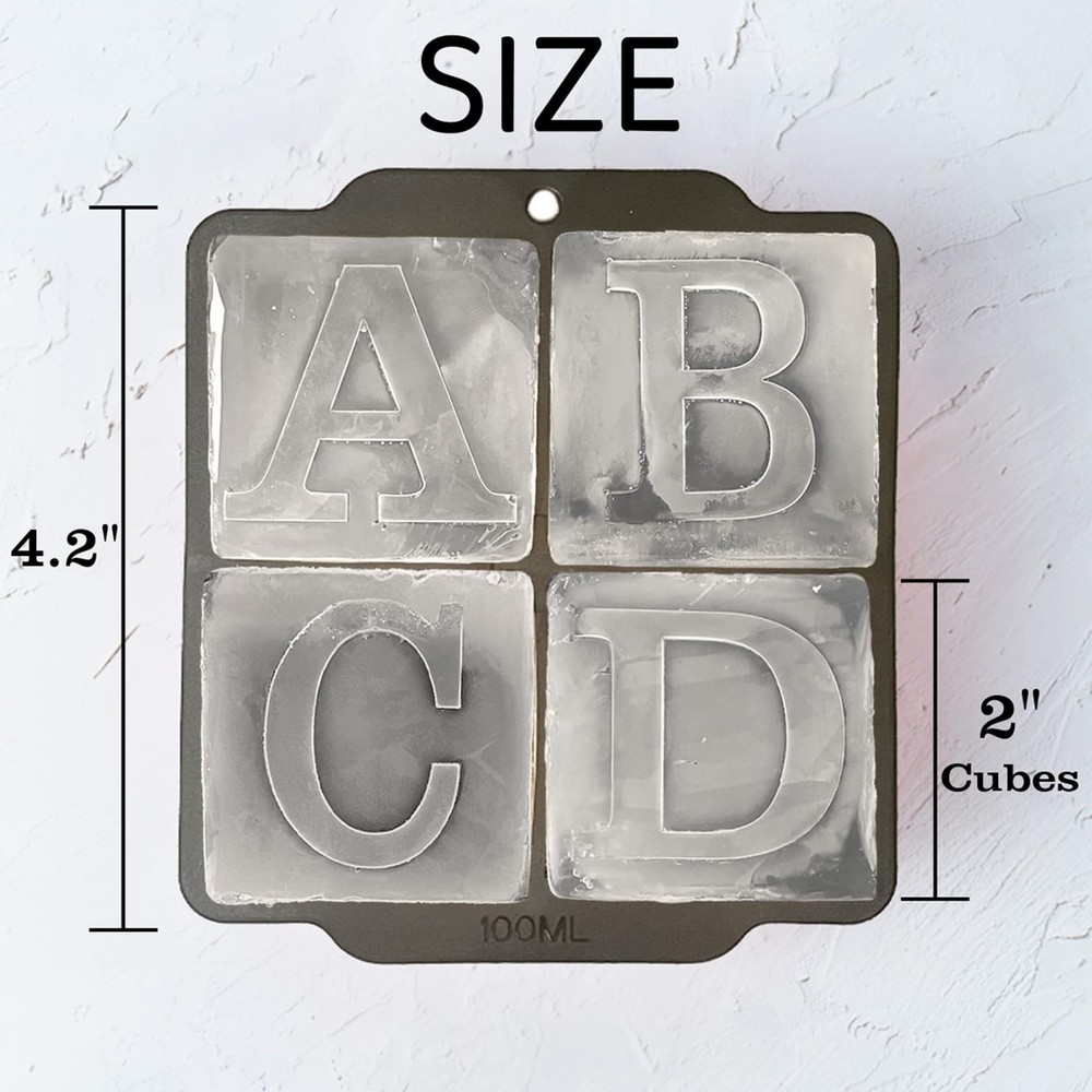 Letter C Monogram Ice Cube Mold Custom Ice Cube Mold 2 Inch Big Initials Sili...