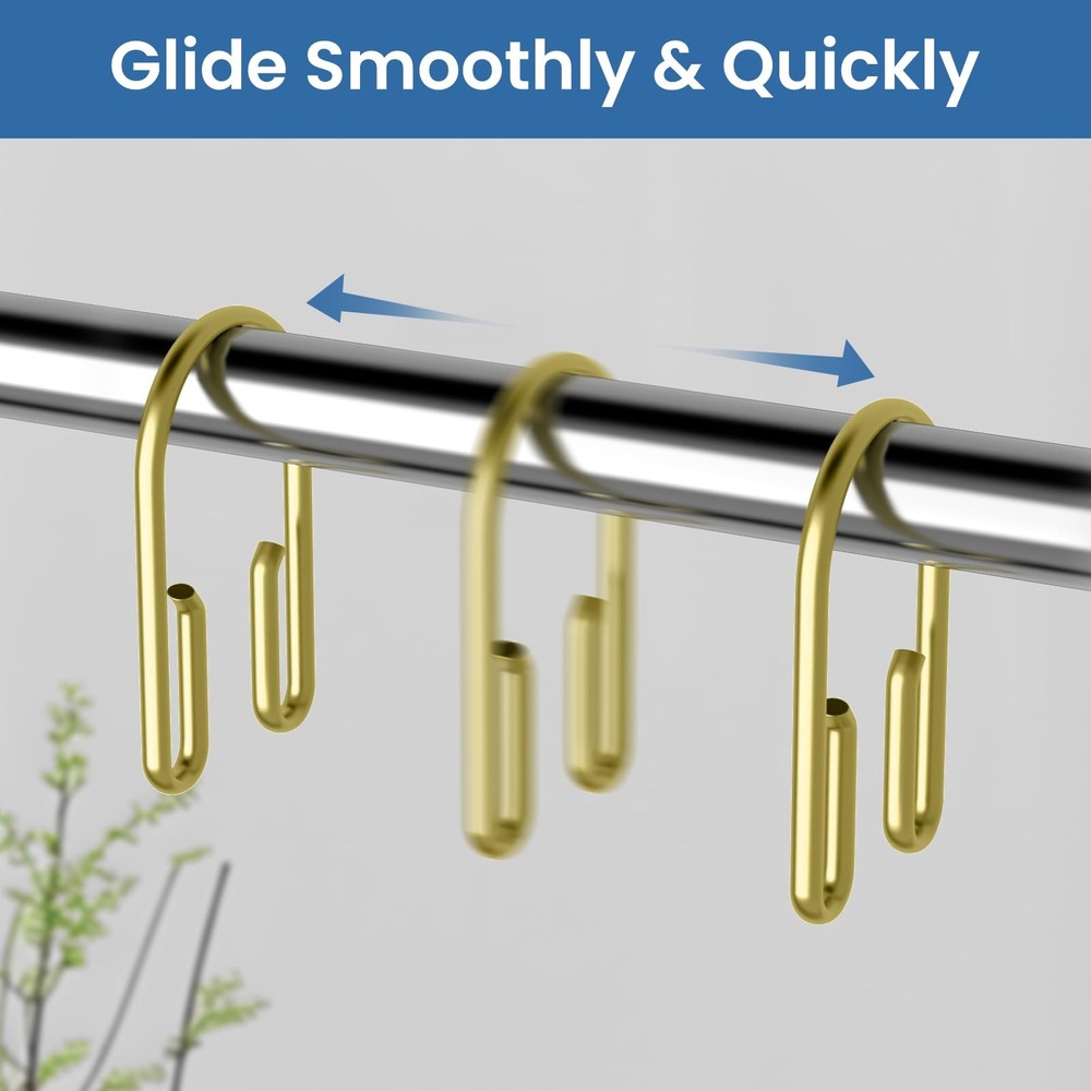 Gold Shower Curtain Hooks Rings ，Double Sided Rust
