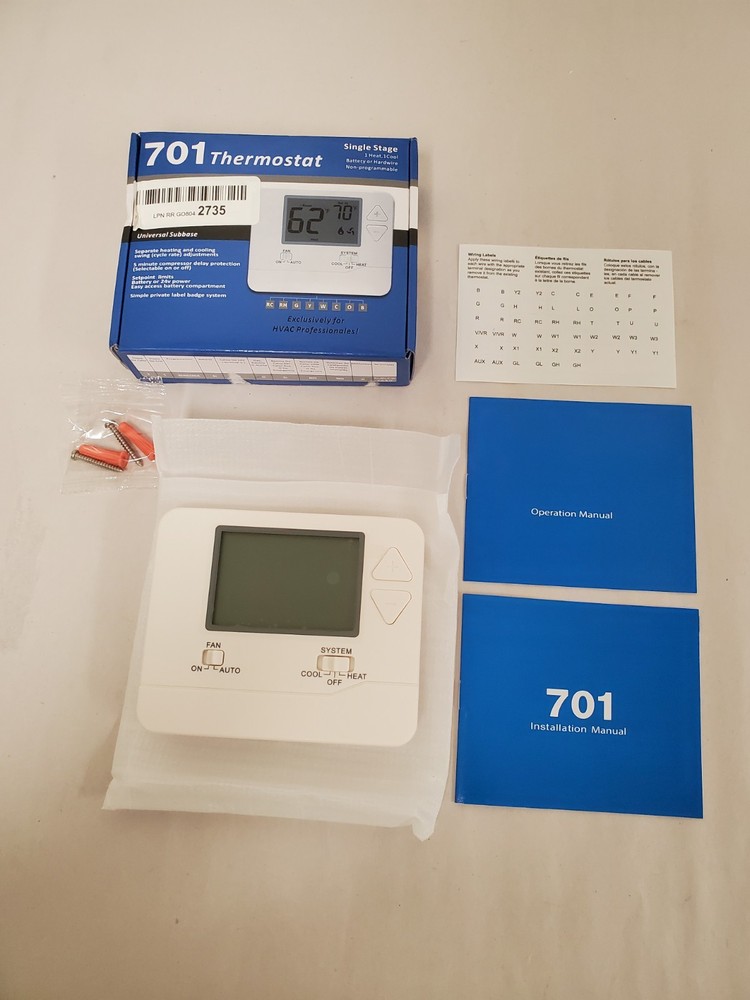 SW701 Digital Thermostat with Large LCD Display Non-Programmable Single Stage