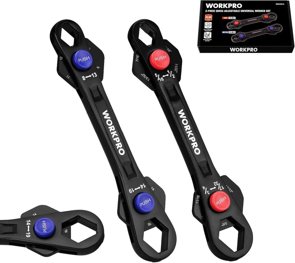 Universal Wrench Set, Multi-functional Doule Box&Open End, Black