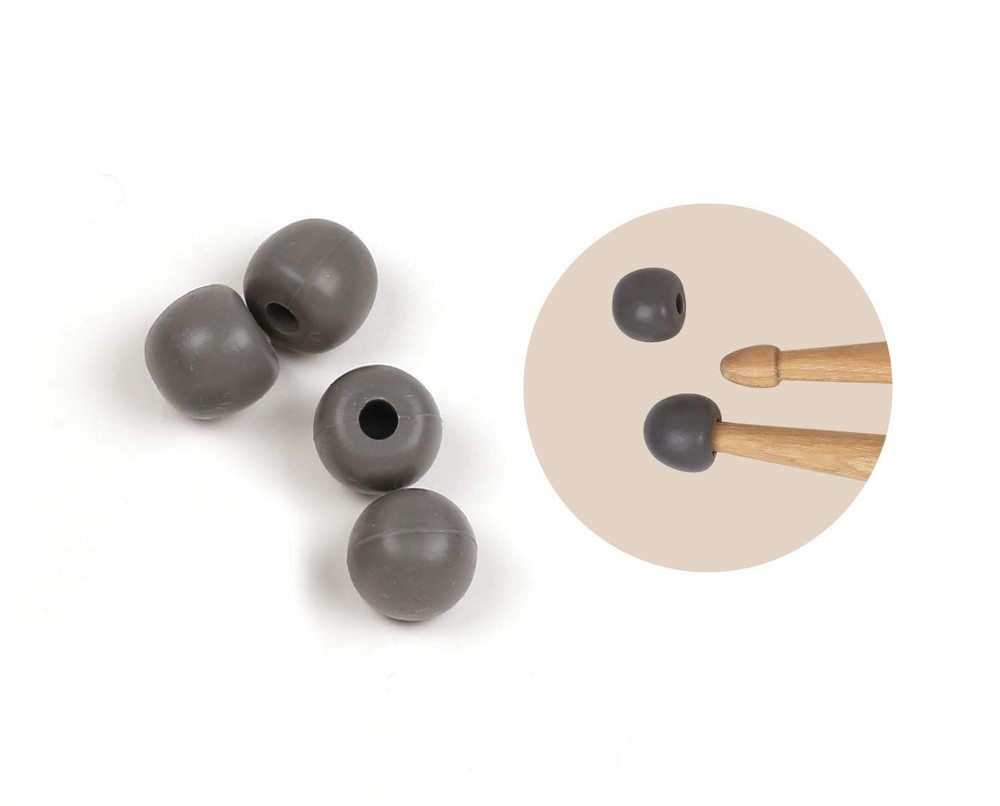 Rubber Drum Stick Tips for Practice Fits Most Drum Sets 2 Pairs Gray