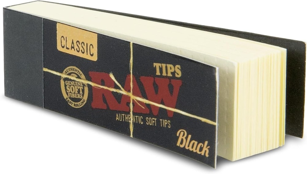 RAW Black Rolling Tips | 5 Packs | 50 Tips Per Pack