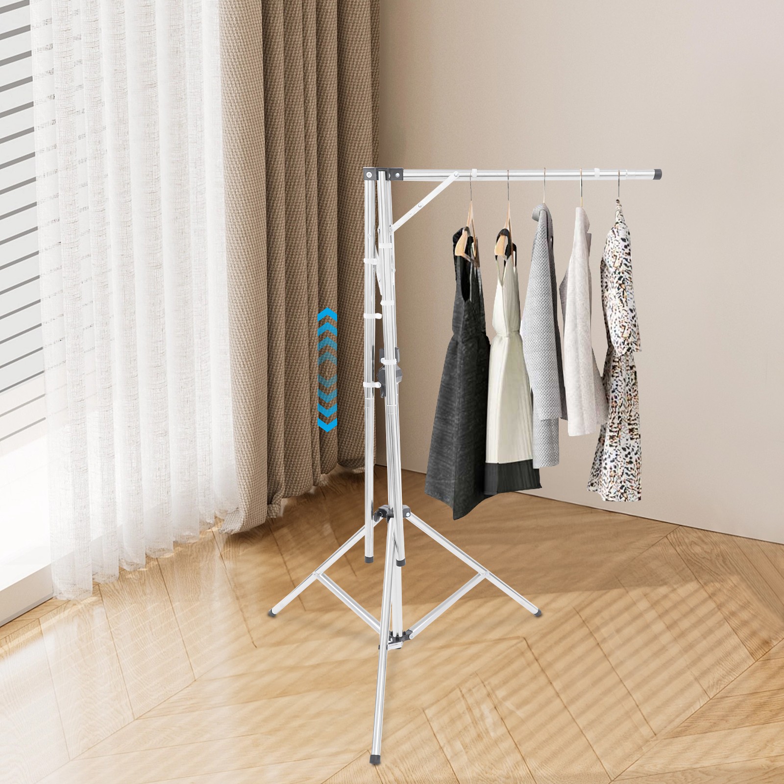 Folding Tripod Clothes Drying Rack Adjustable Clothes Rack X-Shaped Clothes Rack