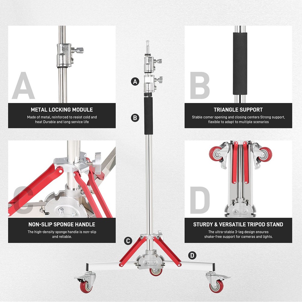 GVM DL300 2-Section Aluminum C-Stand with Casters
