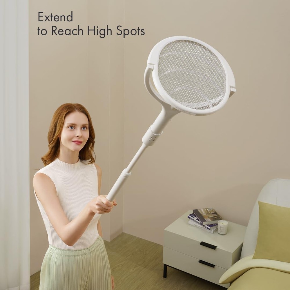 Rotating Head Electric Fly Swatter Racket Rechargeable Bug Zapper Racket Bug ...