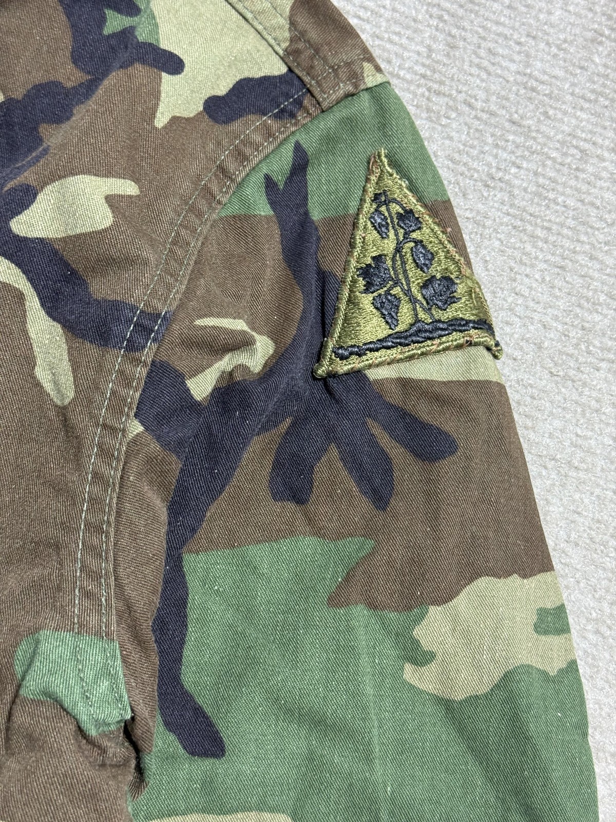 US Army BDU Jacket Mens Medium Regular Woodland Camo Combat Coat Field Patch