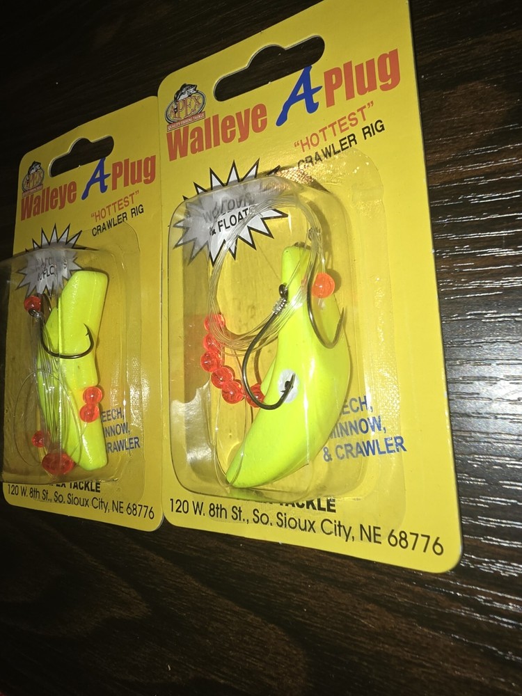 (2) Apex Walleye A Plug Crawler Rigs Double Hook Fish Rig