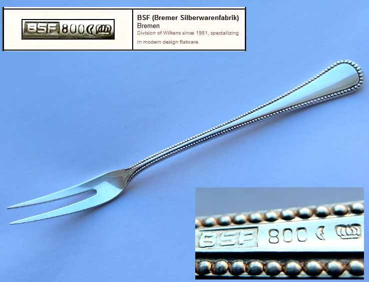 Serving Fork/Serving Fork , Beaded Edge Decor, BSF, 800er Silver F282