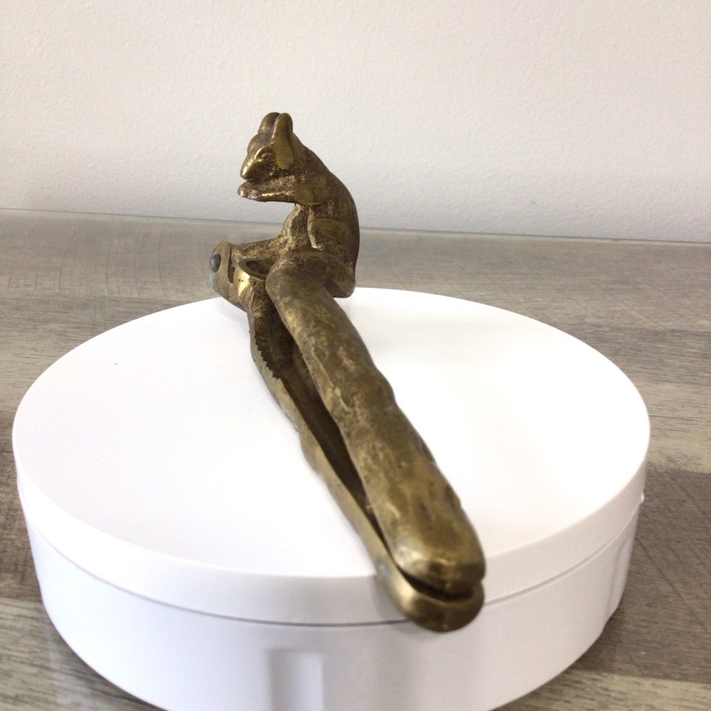 Vintage Brass Squirrel Sitting on a Branch Nutcracker 6"