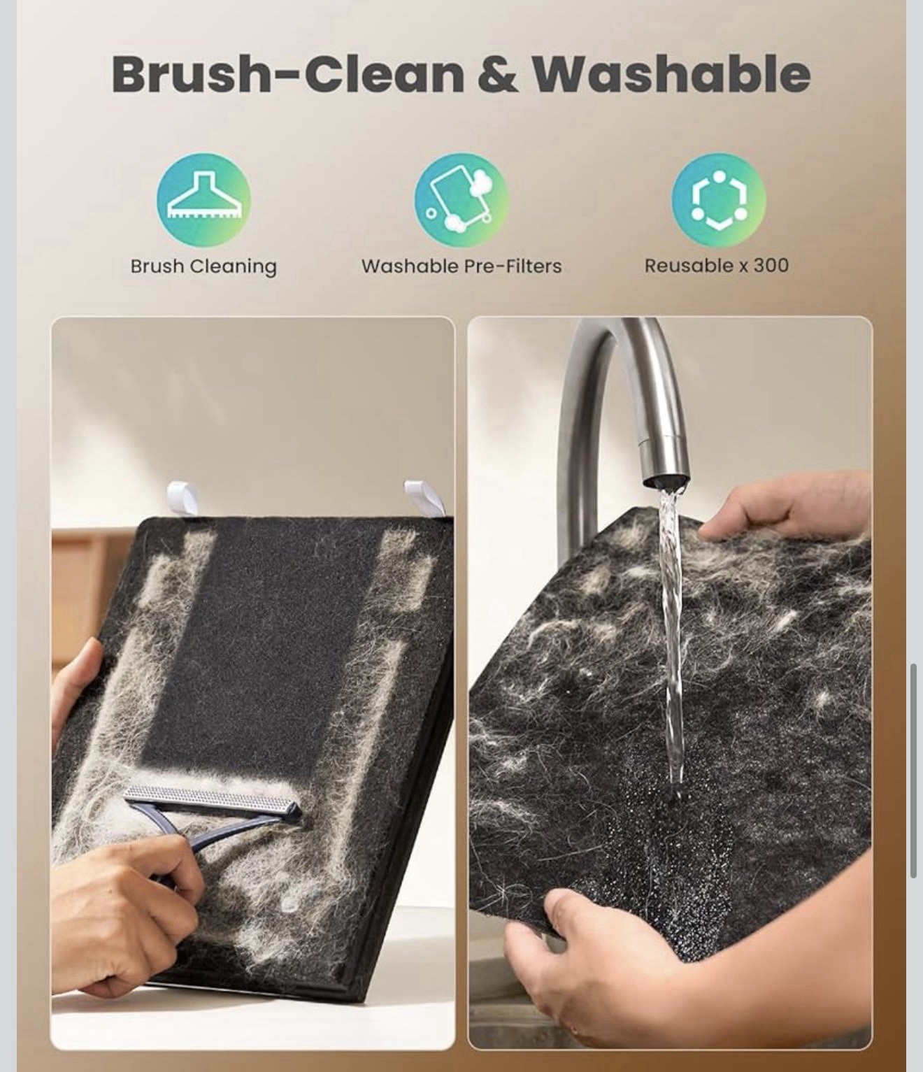 oneisall Air Purifiers for Home Pets with Double-Sided HEPA Washable Filters,...