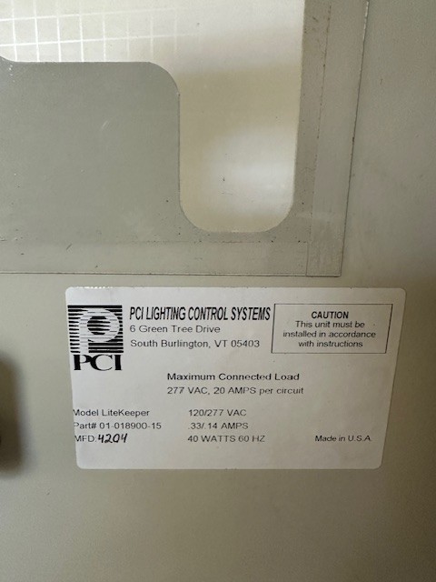 PCI LiteKeeper Lighting Control Panel 01-018900-15 Commercial Controller