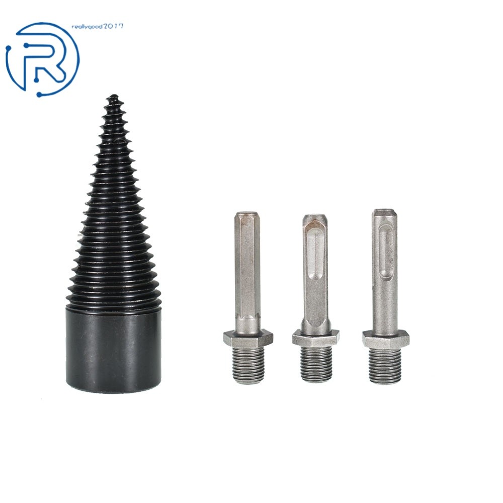 3pcs Removable hex+Square+Round 32mm Firewood Log Splitter Drill Bit Set,