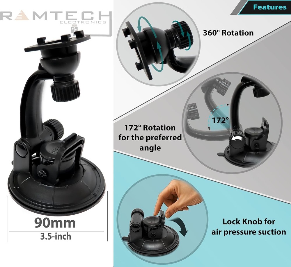 Versatile 3-Prong Suction Mount for Rand McNally GPS - Excellent Stability
